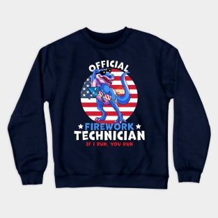 Official Firework Technician 4th of July Dinosaur T-rex Crewneck Sweatshirt